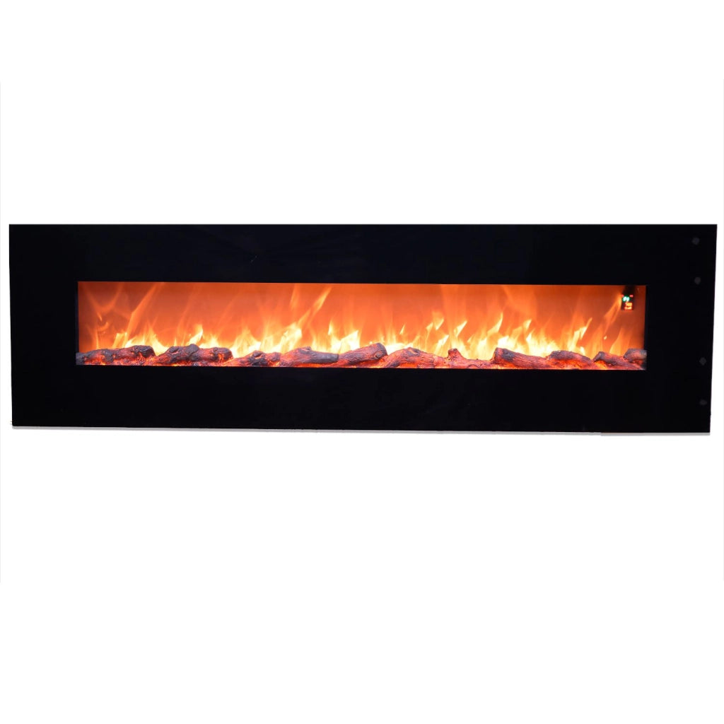 Camino Elettrico da Parete 182,5x55x13,9 cm 1500W Effetto Fiamma Sined Pordoi Nero