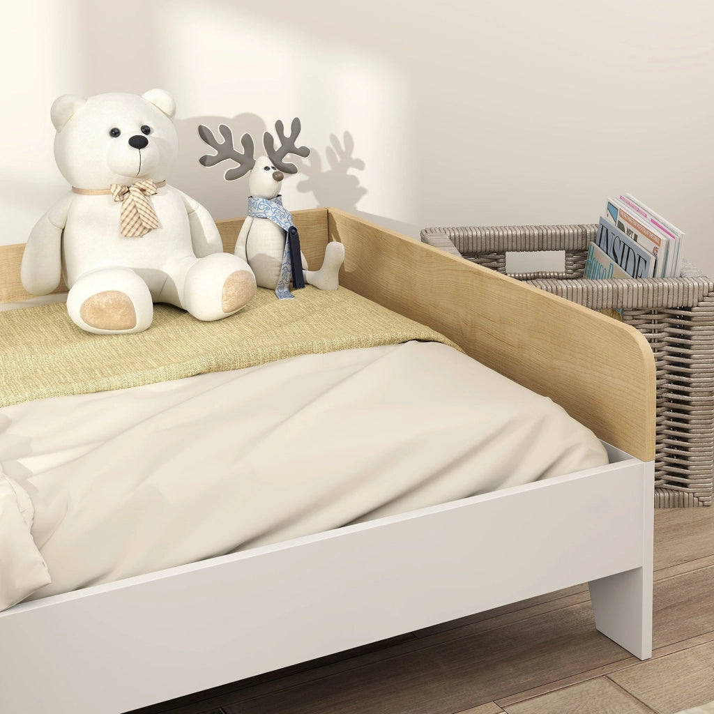 Letto singolo per bambini in legno bianco e naturale ¨C Xylo ¨C 140x70 cm, carico 80 kg