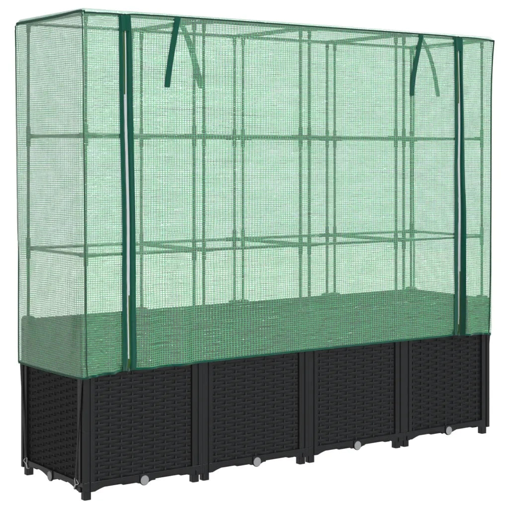Letto rialzato con copertura per serra effetto rattan 160x40x153 cm 4015817