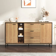 Sideboard moderno 160 cm con LED 16 colori, naturale e nero