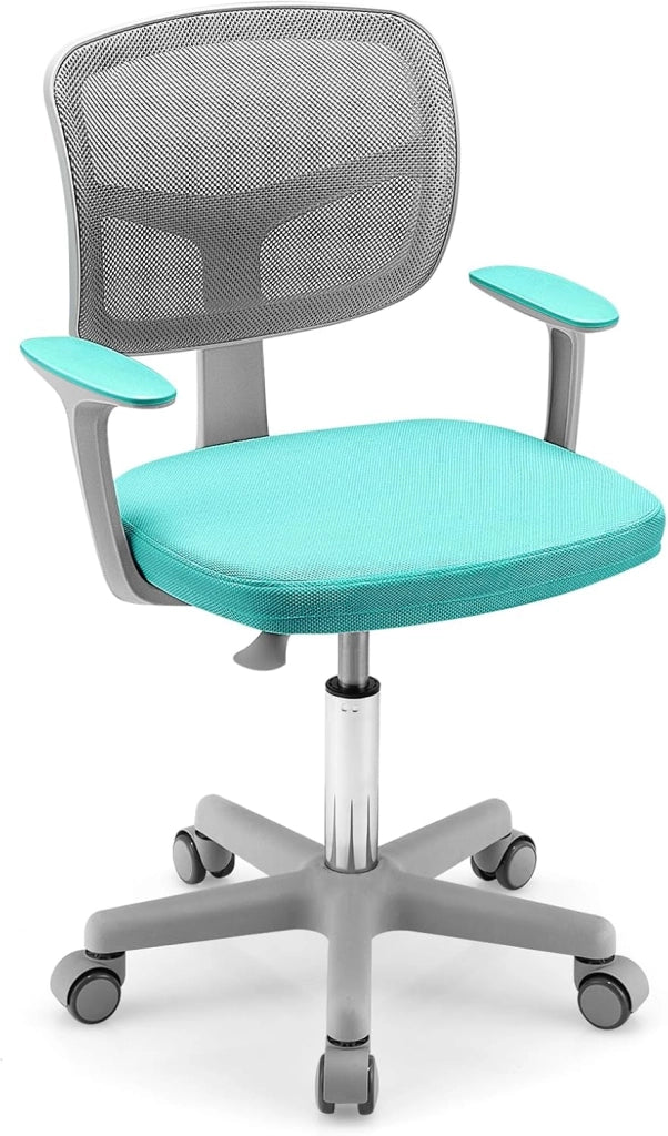 Sedia per Scrivania per Bambini, Sedia per Computer per Bambini con Altezza Regolabile, Ruote con Freni, Sedile Girevole a Rete, Sedia Ergonomica per Bambini 3-10 Anni (Menta verde)