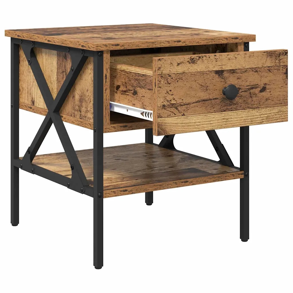 vidaXL Comodino con cassetto Legno vecchio 40 x 42 x 45 cm