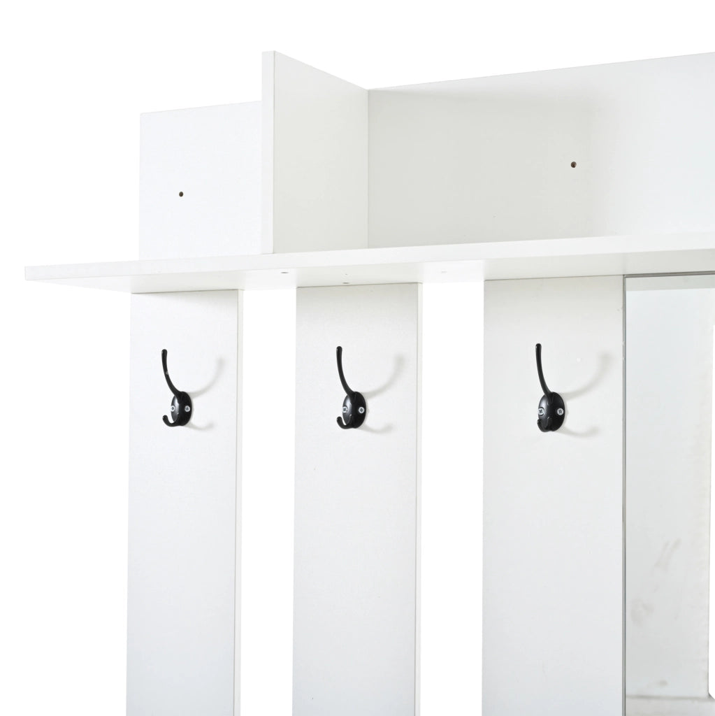 Armadio ingresso 110x34x185 cm con specchio; 2 cassetti; scarpiera a ribalta; MDF bianco