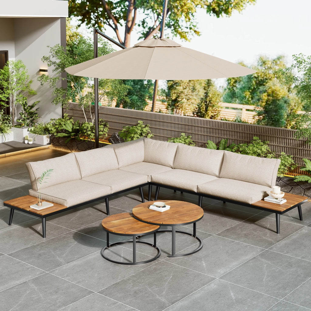 Set Salotto da Giardino 6 Pezzi con Divani, Poltrone e Tavolo ¨C MINIMAL ¨C Esterno, Acciaio