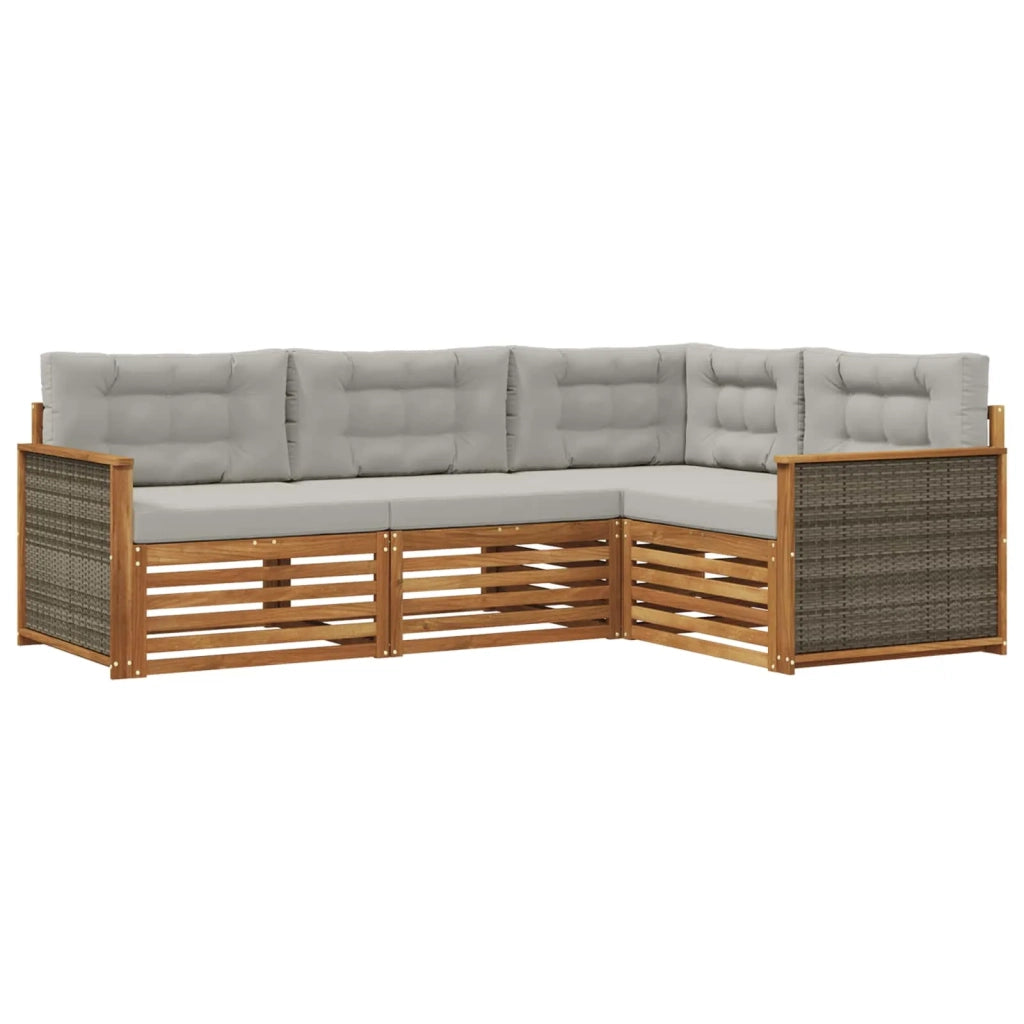 Set di divani da esterno 4 pz Naturale e Grigio Chiaro 3383289