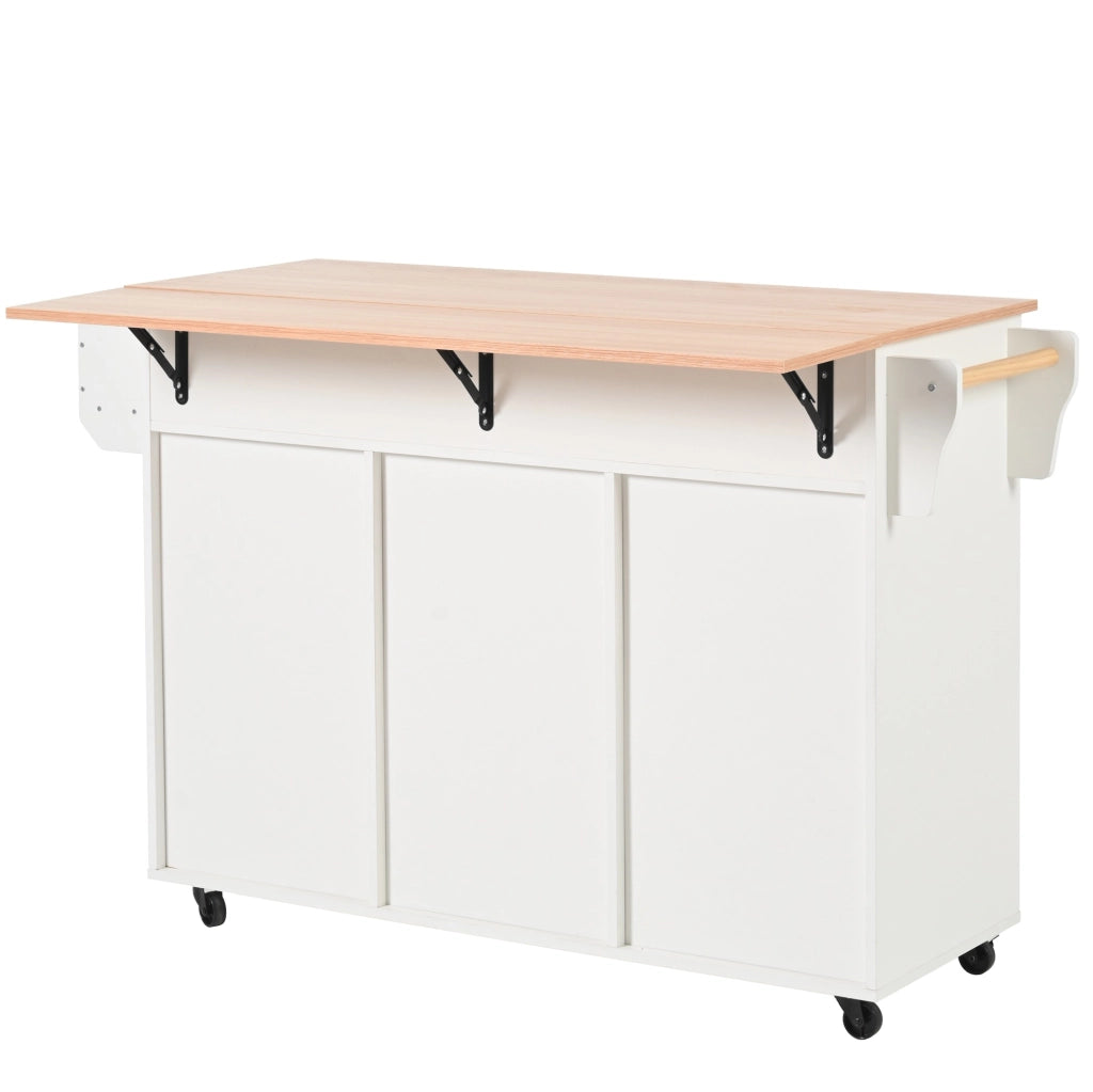 Mobile cucina multifunzione con piano ribaltabile 139x46(71)x91;5 cm; bianco in MDF