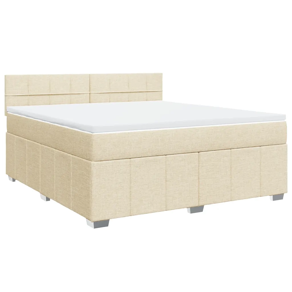 vidaXL Giroletto a Molle con Materasso Crema 180x200 cm in Tessuto
