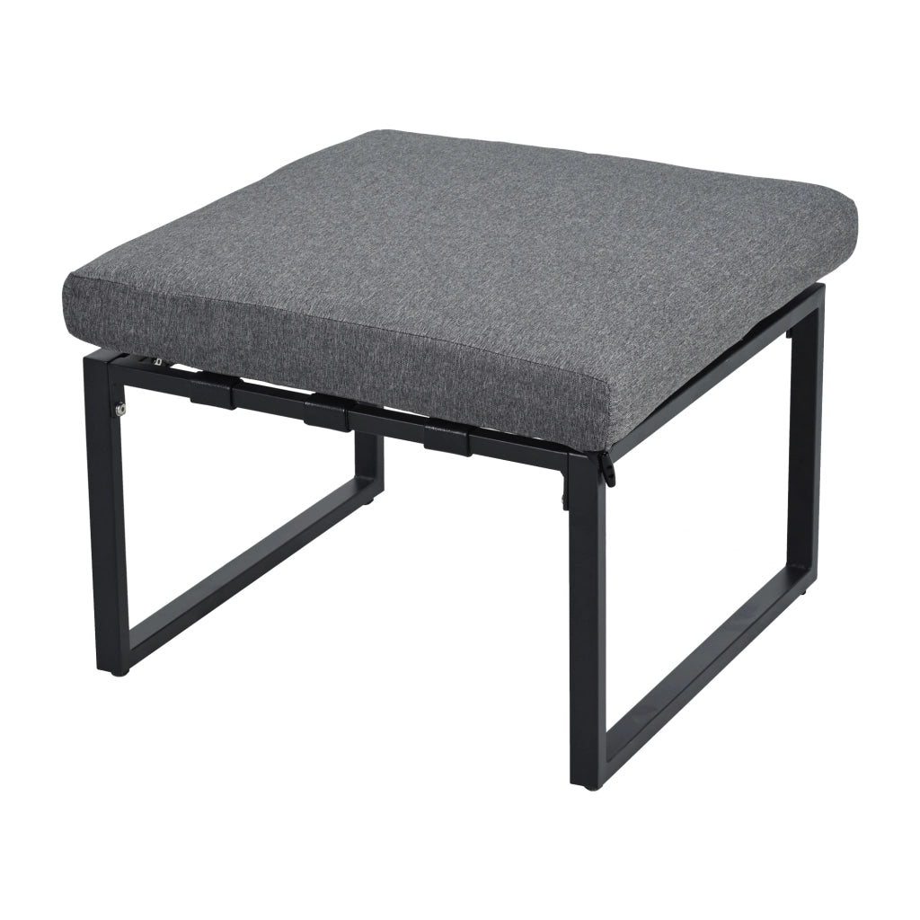 Set Divano da Giardino con Tavolino e Pouf ¨C MINIMAL ¨C Polyrattan, Vetro, Grigio