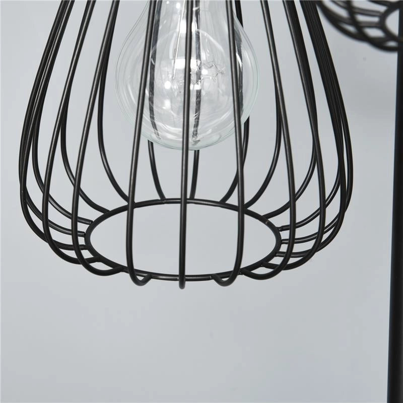 LAMPADA DA TERRA PIANTANA DESIGN VINTAGE INDUSTRIALE IN METALLO NERO
