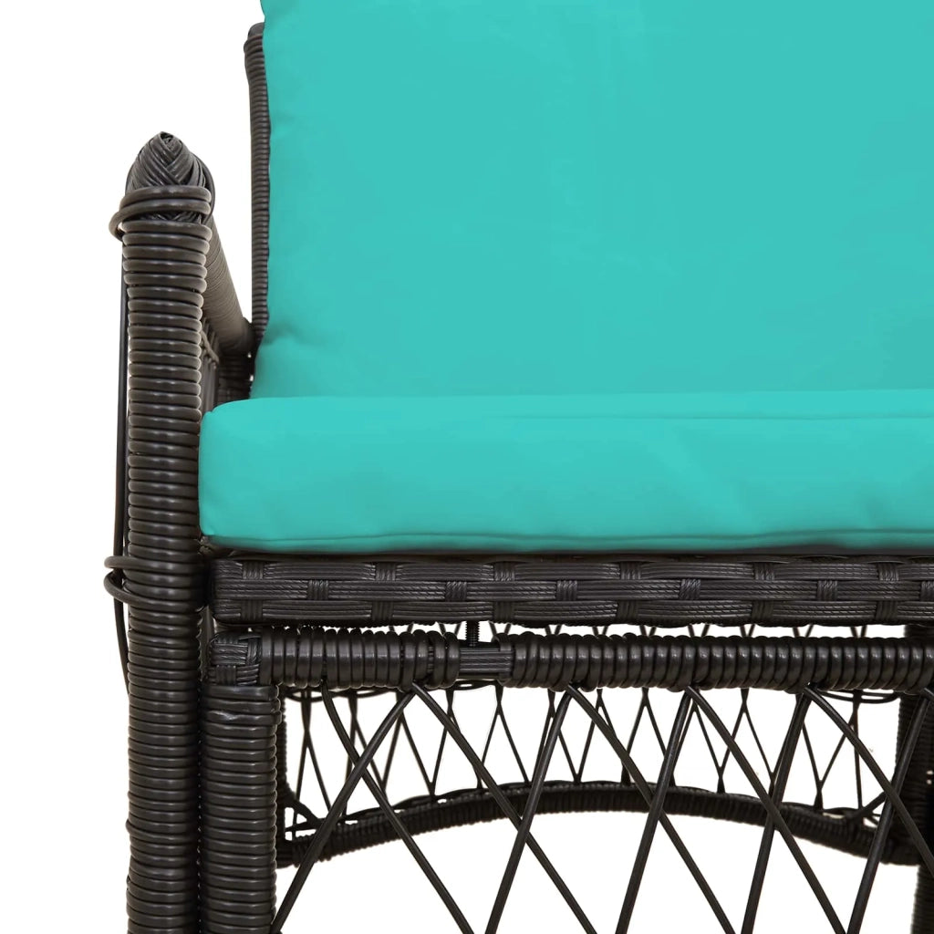 Sedia da Giardino | Sedie da Esterno con cuscino Nero 73 x 61 x 77 cm polyrattan