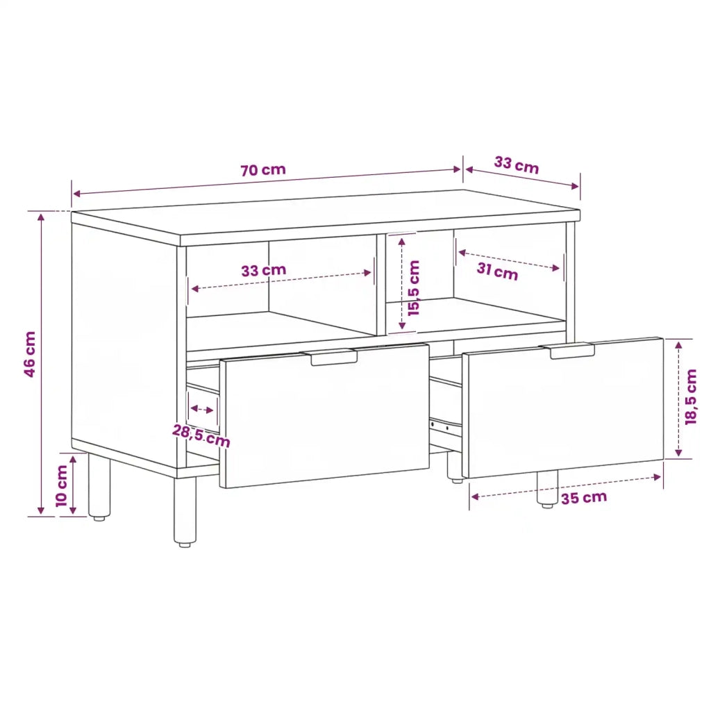 Mobile TV Finitura Marrone Acacia 70 x 33 x 46 cm 4017901