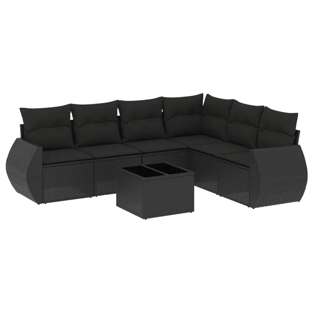 Set Divani da Giardino con Cuscini 7pz Nero Polyrattan 3221414