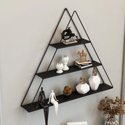 Scaffale Pensile a Forma di Piramide Consolle Triangolare a Muro con 3 Ripiani Mensola da Parete in Metallo 59 x 70 x 9 cm Nero [en.casa]