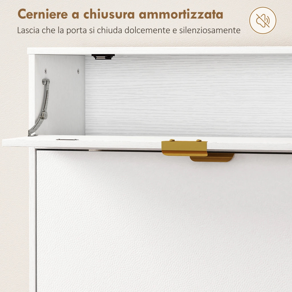 Scarpiera Salvaspazio con Ante a Ribalta ¨C zephmum ¨C Bianco 12 Paia