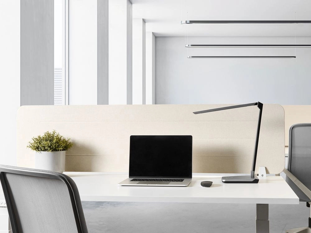 Pannello divisorio Beige Chiaro Copertura in tessuto 160 x 40 cm Schermo acustico Morsetti di montaggio modulari Casa Ufficio