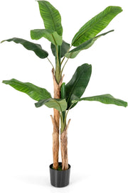 Pianta Finta da Interno ed Esterno 160/165/195 cm, Banano Artificiale Alto con Foglie e Tronchi, Pianta Artificiale Grande in Vaso per Salotto, Ingresso e Ufficio (165 cm)