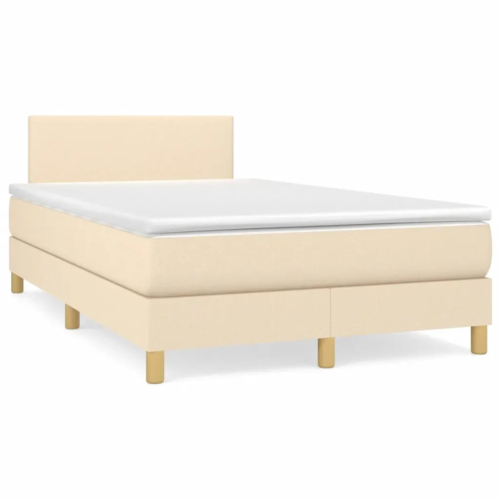 Letto a Molle con Materasso e LED Crema 120x190 cm in Tessuto 3270079