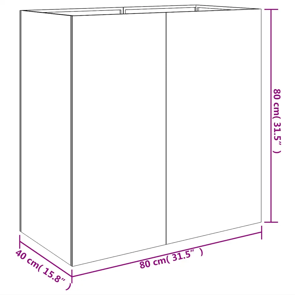 Fioriera 40x80x80 cm in Acciaio Corten 824536