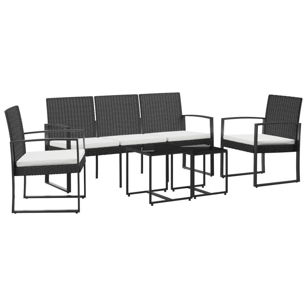 Set da Pranzo da Giardino 5 pz Nero con Cuscini in Rattan PPcod mxl 119568