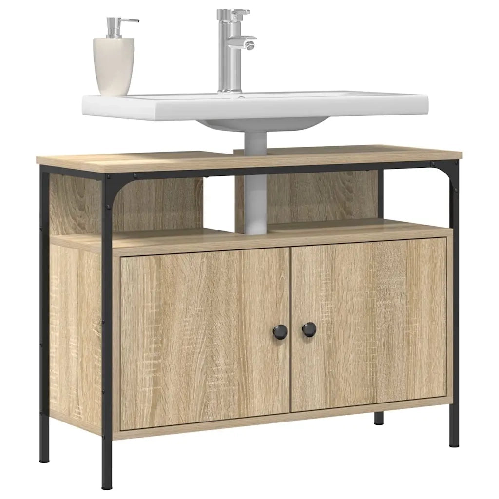 Armadio per Lavabo da Bagno-Armadietto da bagno-Mobiletto da bagno con porta Marrone 80 x 30 x 60 cm