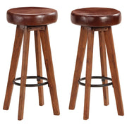 Set di due sgabelli da bar di design seduta in legno di acacia vera pelle 1202112