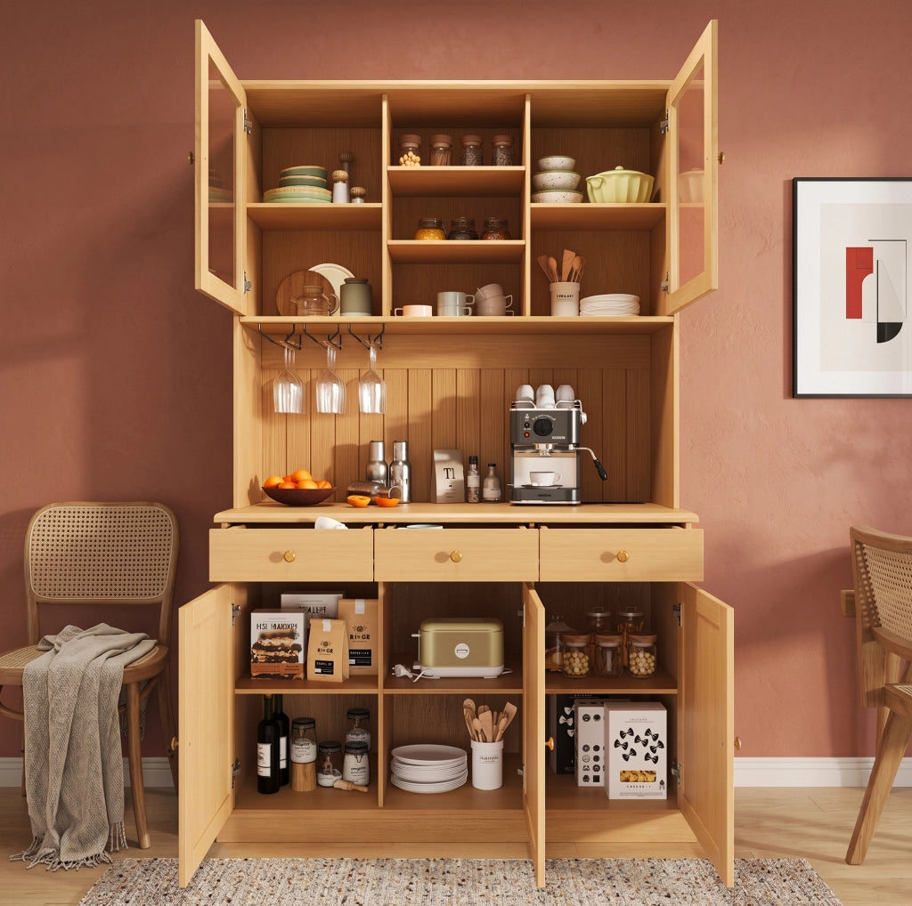 Credenza alta 120x40x191 cm con ante in vetro e USB