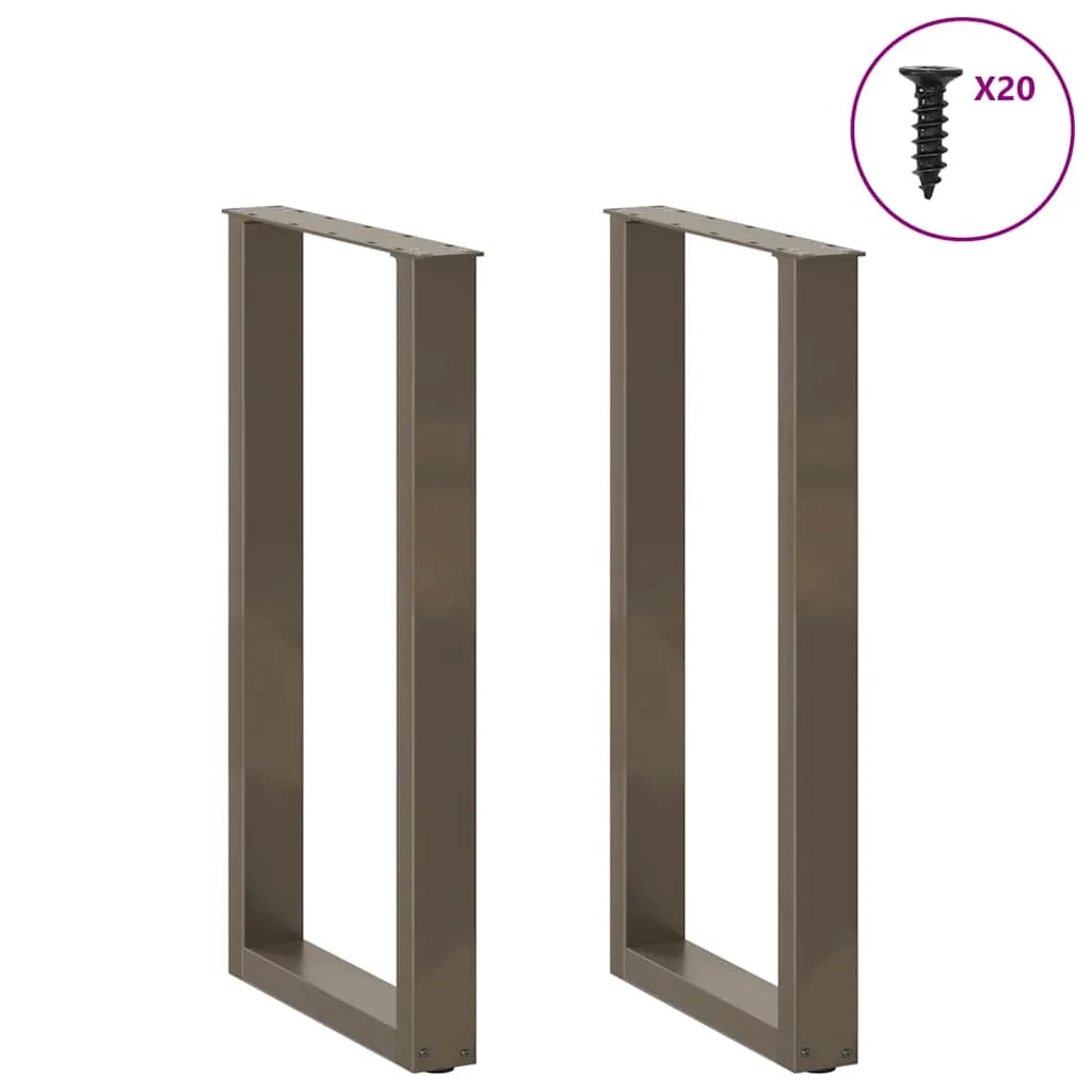 Set di 2 gambe per tavolo da bar a forma di U 40 x 90-91 cm con piedini regolabili stile moderno acciaio naturale 02_0057459