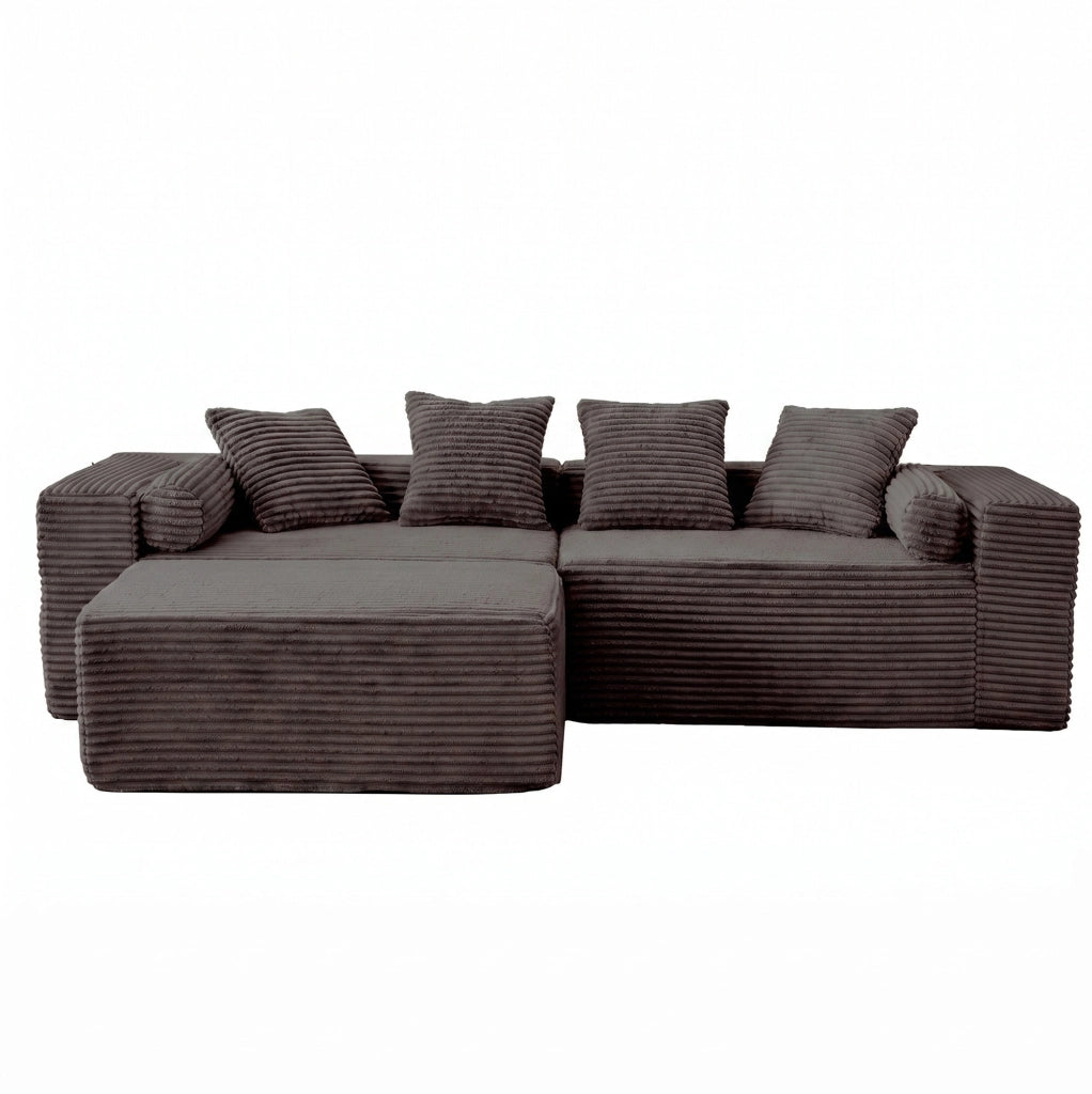 Divano modulare angolare con chaise longue; 266 cm; senza montaggio; nero