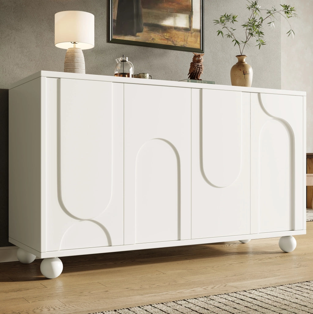 Credenza contenitore 120x35x71 cm con ripiano regolabile, bianca