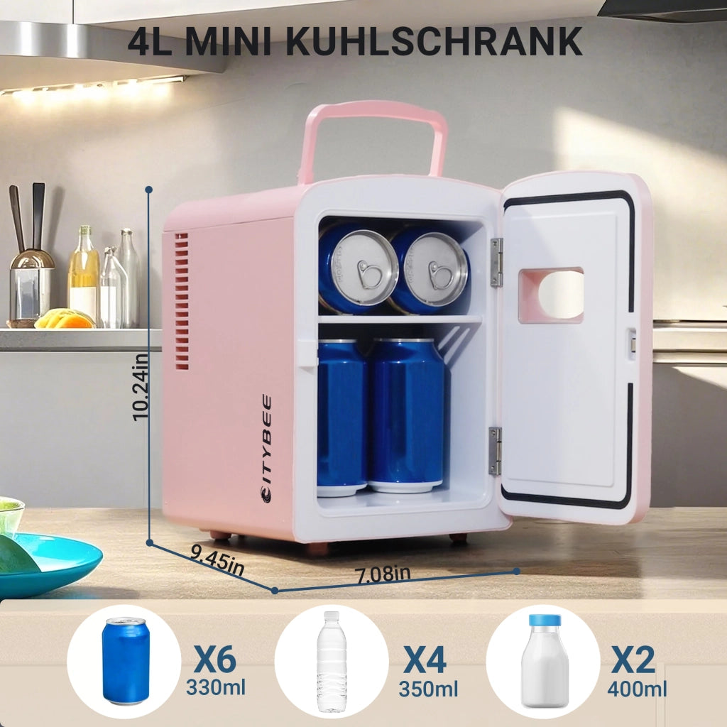 ZMH Mini frigo 4L rosa 12V/230V silenzioso per auto campeggio ufficio