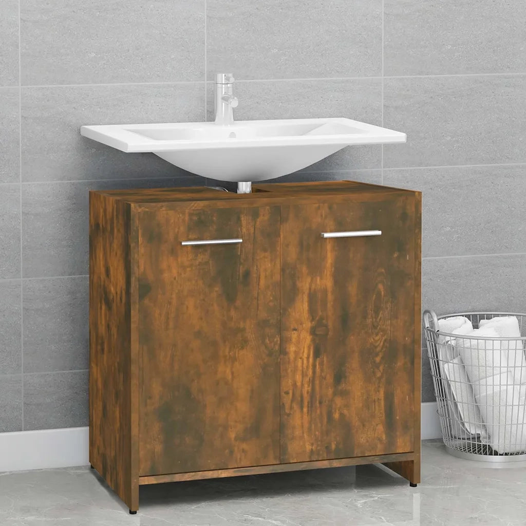 Armadietto Bagno | Armadio da bagno Rovere Fumo 60x33x60 cm in Legno Multistrato