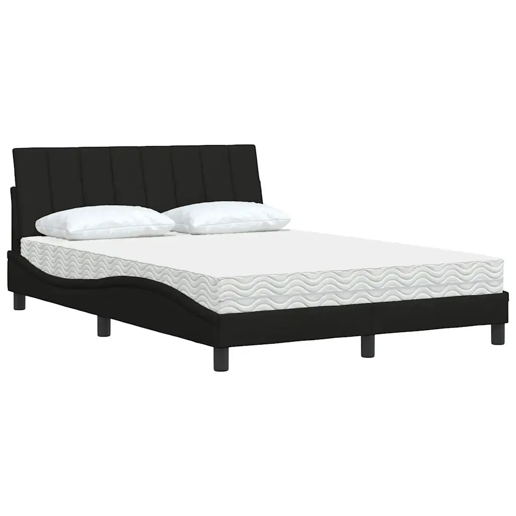 Letto con Materasso Hanko Nero 140x190 cm in Tessuto 3310526