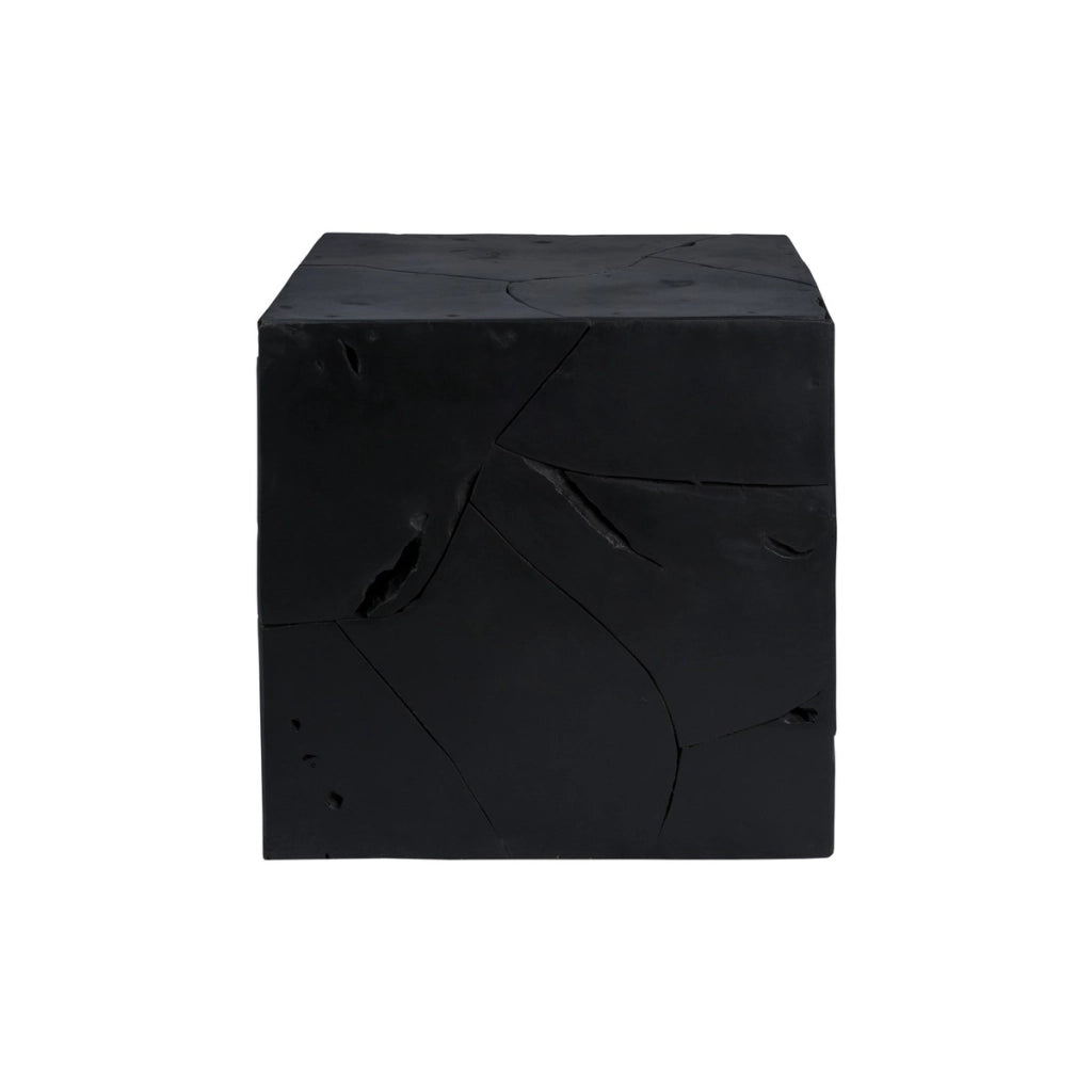 Tavolino cubo Radix in legno di teak nero