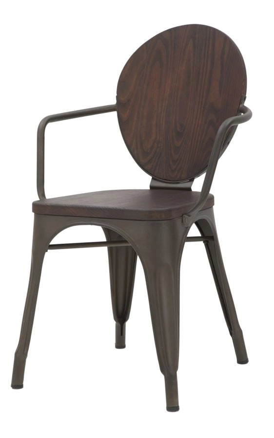 Set 2 Sedie 54x51x83 cm Harlem in Ferro e Legno Naturale e Grigio