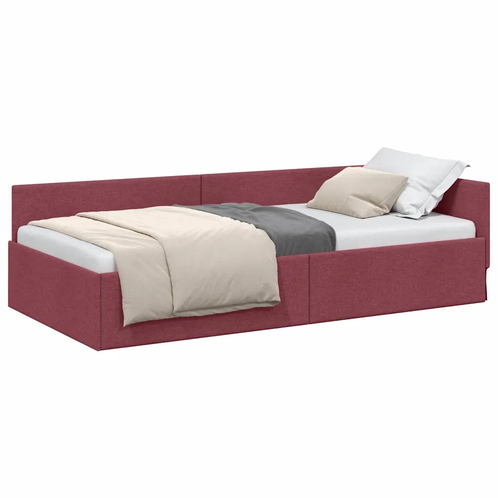 vidaXL Cornice del letto ad angolo Rosso vino 100 x 200 cm