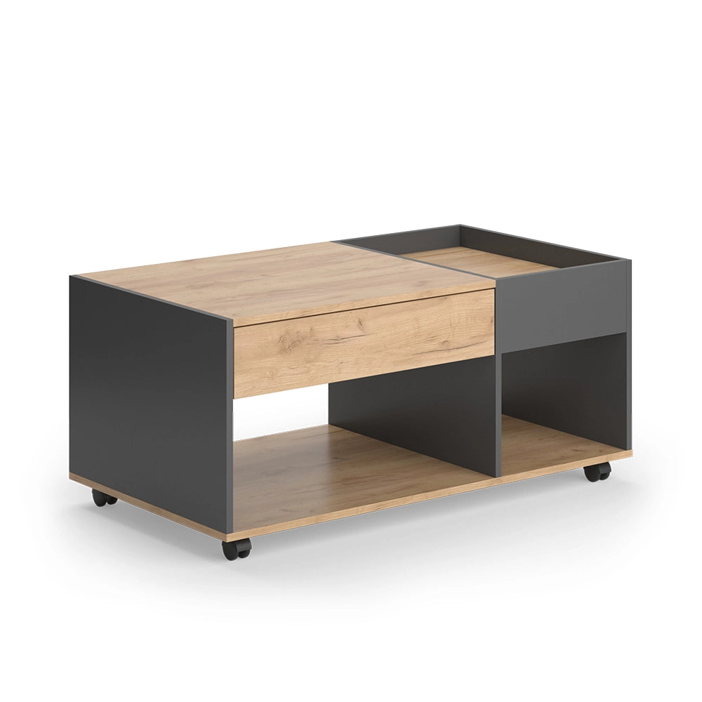 Vicco Tavolino Quercia dorata/antracite 110 x 60 cm con cassetto