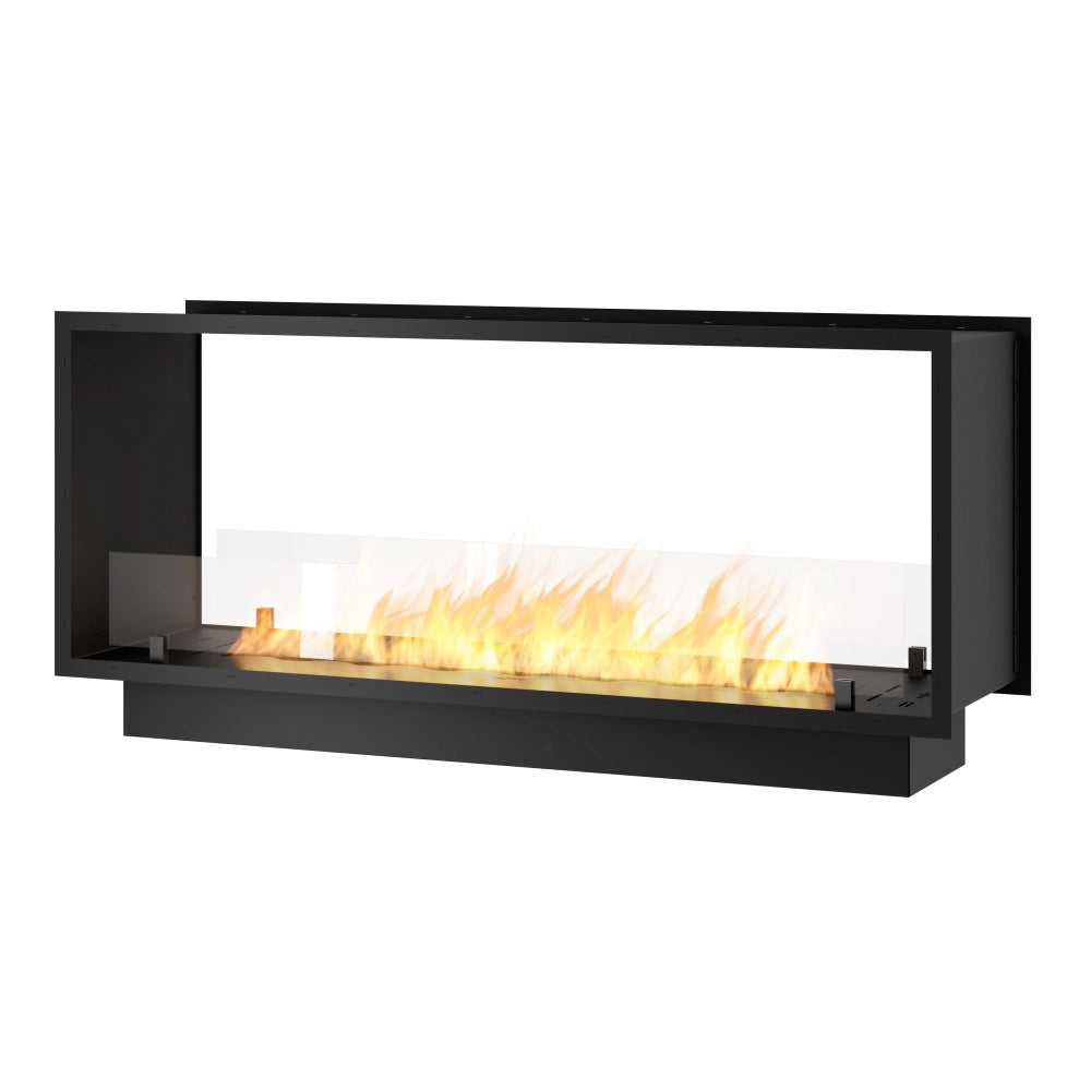 Caminetto a Bioetanolo 2Side 1200 Slim da Incasso con due facciate - Nero Opaco, con Vetro, Bruciatore 4L, Design Moderno