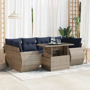 Set Divani da Giardino 7pz con Cuscini Grigio Polyrattan Acacia 3326592