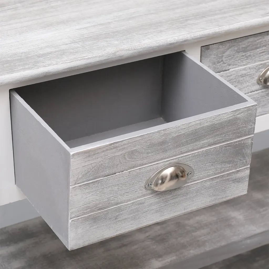 Credenza-Buffet-Armadio da cucina Grigio Antico 108x30x76 cm Legno Massello di Paulownia