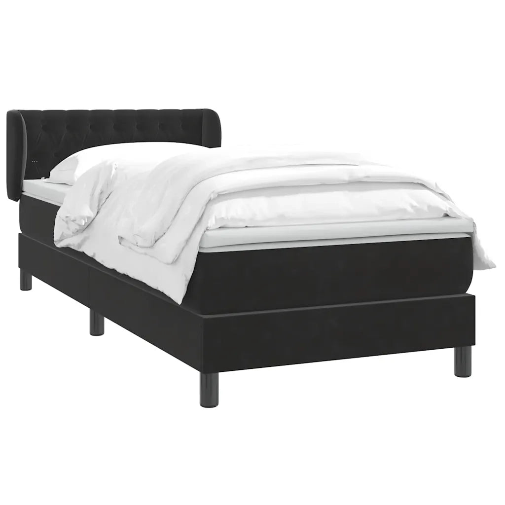 vidaXL Giroletto a Molle con Materasso Nero 80x220 cm Velluto