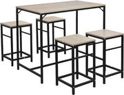 Set da pranzo con 4 sgabelli con sostegno per le gambe, 1 insieme da tavolo, molto adatto per balcone, bistrot, sala da pranzo o cucina