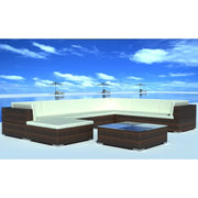 Set Divani da Giardino 8 pz con Cuscini in Polyrattan Marrone 42089