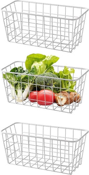 Set di 3 contenitori in metallo con maniglioni per cucina, camera da letto e soggiorno - 21 x 16 x 9 cm, bianco, ideale per l'organizzazione e la decorazione