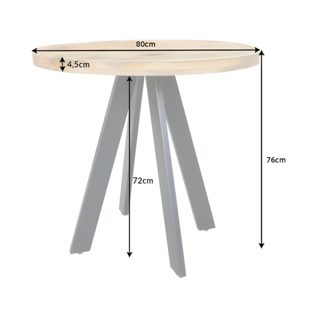 Tavolo da pranzo LODEN 80 cm – Piano rotondo in legno massello di mango e struttura in metallo nero