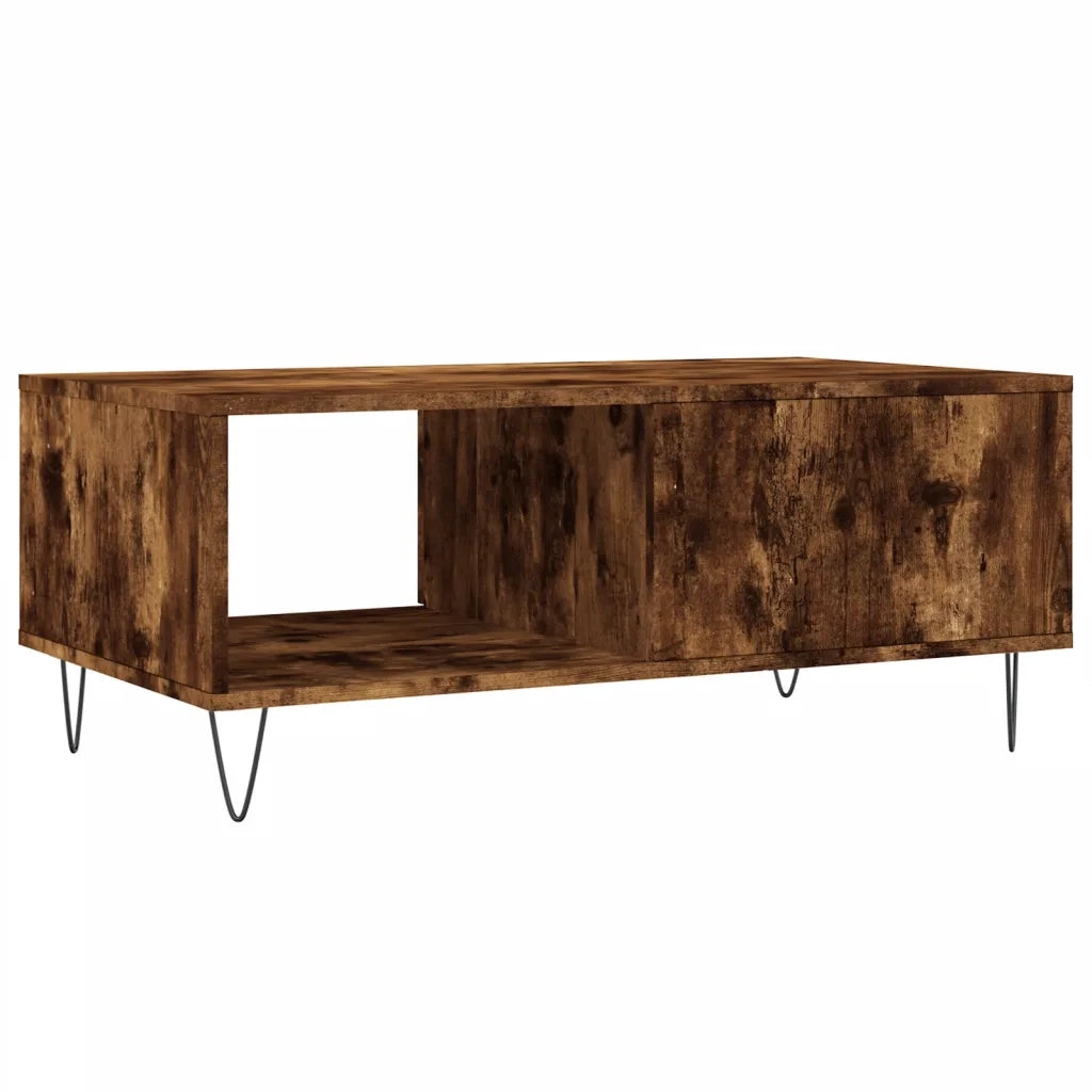 Tavolino da Salotto-Tavolino da soggiorno-Tavolo Rovere Fumo 90x50x36,5 cm Legno Multistrato 711354