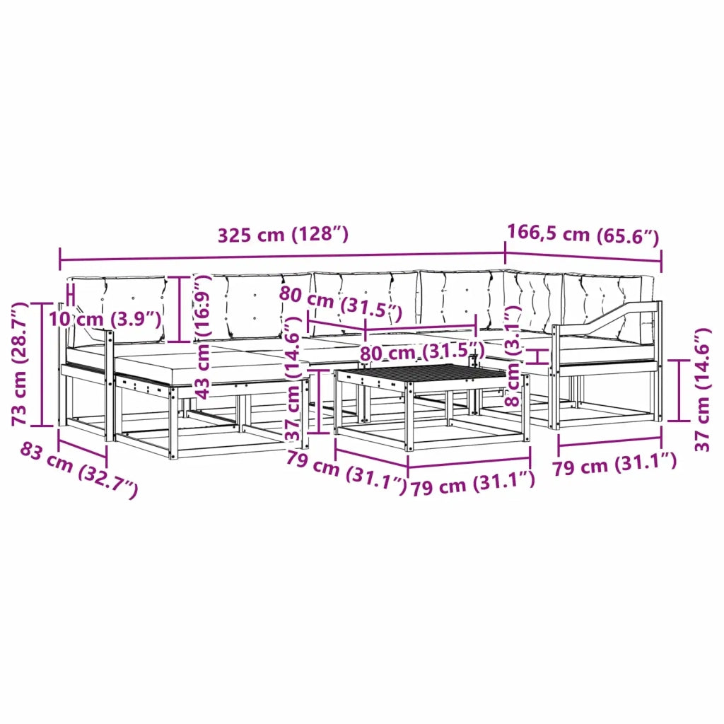 Set di divani da esterno 7 pz Bianco e Beige 3386742