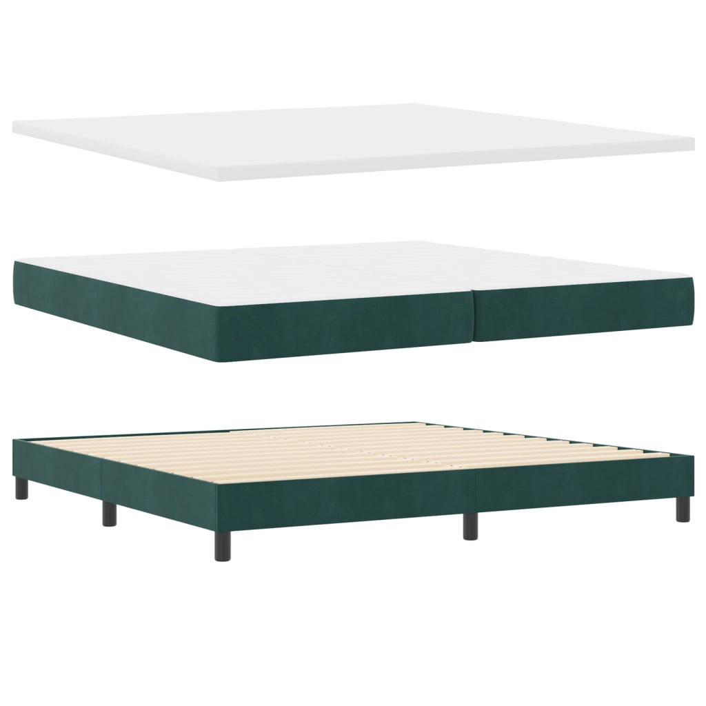 Letto Box Spring con Materasso Verde Scuro 200x200 cm Velluto