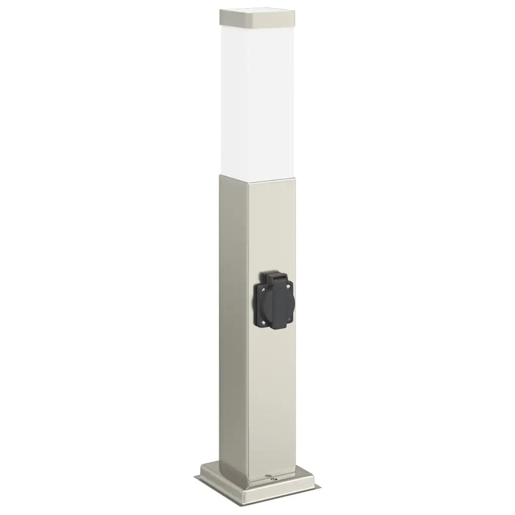 Lampioni a palo con presa elettrica 3 pz 50 cm Acciaio Inox IP44 4006060