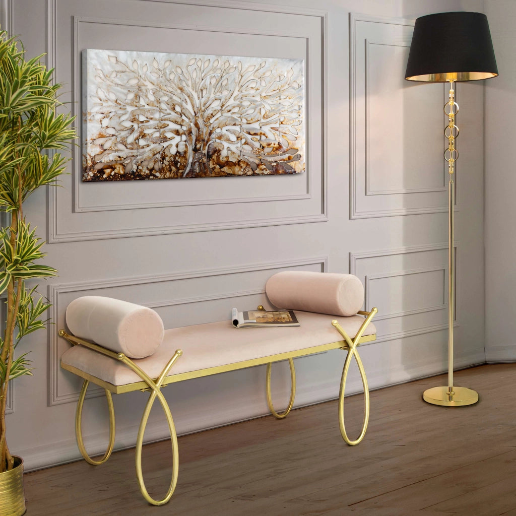 Ennist, Panca con 2 Cuscini, 113x49x53h cm oro