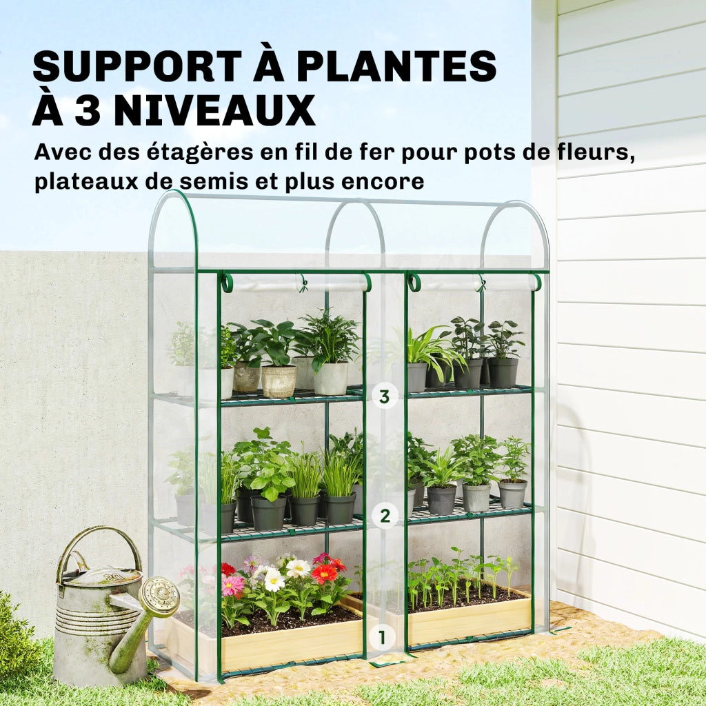 Serra da Giardino con Scaffali 3 Livelli ¨C zephmum ¨C Grigio Trasparente 2 Porte Scorrevole